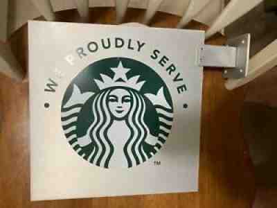 Starbucks Sign Aluminum Storefront With rare Mounting Bracket Nice - Sold on eBay Aug 29, 2021 for $150.00
