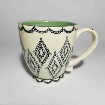 Starbucks 2002 Barista Black Lace Diamonds Beige Coffee Mug - Sold on eBay Sep 08, 2021 for $22.99