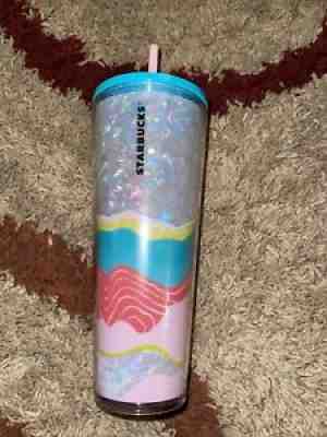 Starbucks 2020 Pastel Wave Iridescent Venti Tumbler SKU Spring Multicolor 24OZ - Sold on eBay Aug 10, 2021 for $19.99