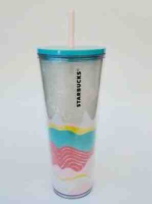 New Starbucks 2020 Pastel Wave Iridescent Venti Tumbler Spring Multicolor 24 oz - Sold on eBay Aug 15, 2021 for $19.50