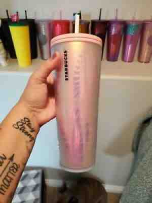 Starbucks Venti Pink Holographic Palm Leaves (pinecone) Cup - Sold on eBay Aug 07, 2021 for $180.00