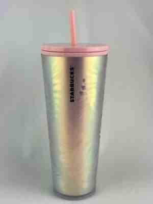 Starbucks Ltd Holographic Iridescent Palm Leaf Pine Cone PINK Tumbler 24oz HTF - Sold on eBay Aug 25, 2021 for $179.95