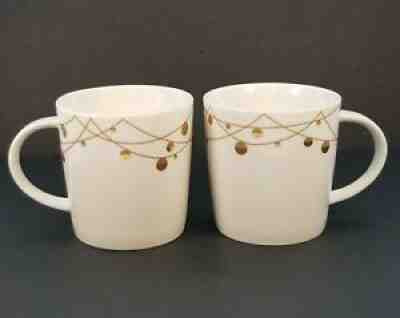 2 Starbucks Coffee Mugs Cups Ivory w/Gold Festive Garland/Lights Bone China 2012 - Sold on eBay Jul 10, 2021 for $16.99