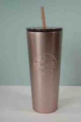 Starbucks Holiday 2018 Rose Gold Steel Cold Tumbler Venti 24 oz with straw & lid - Sold on eBay Jul 12, 2021 for $38.95