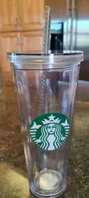 Starbucks Venti Clear Double Wall Acrylic Cold Cup 24 oz Tumbler Lid Straw - Sold on eBay Jun 30, 2021 for $10.99