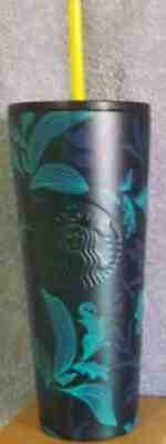 ð ¨Starbucks Fall 2021 Green Teal Blue Floral Stainless Steel Venti 24oz Tumbler - Sold on eBay Sep 18, 2021 for $26.00
