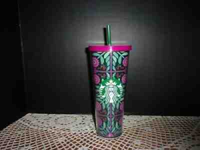 STARBUCKS Pink Fuschia Flower Venti 24oz Tumbler Arendelle Ana NEW STRAW - Sold on eBay Jul 19, 2021 for $52.00