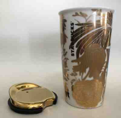 STARBUCKS 2014 Gold Floral Scarab 12oz (355ml) Ceramic Tumbler & Lid - NEVER USE - Sold on eBay Jul 25, 2021 for $24.50