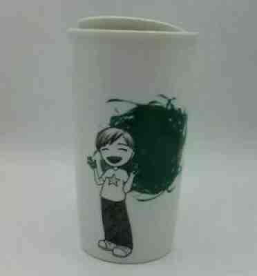 Starbucks 2015 Boy Finger Painting Dot Ceramic Travel Tumbler Cup Mug + Lid 12oz - Sold on eBay Sep 17, 2021 for $12.99