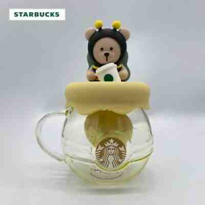 2021 NEW Starbucks Lovely Bee Glass Cup W/lid Strainer Coffee Mug Honey Pot Gift