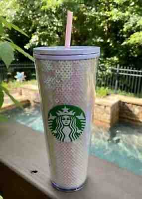 Starbucks 2020 Holiday Iridescent Sequins Tumbler Venti White/Pink New - Sold on eBay Aug 08, 2021 for $20.50