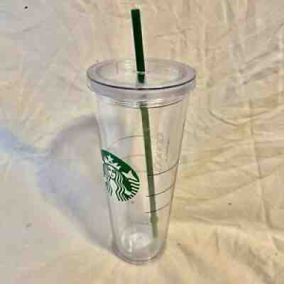 Starbucks Venti Clear Double Wall Acrylic Cold Cup Tumbler 24 oz Clear w/ Straw - Sold on eBay Sep 01, 2021 for $14.99