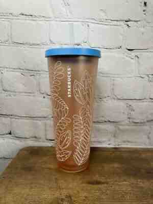 Starbucks Cold Tumbler Summer 2017 Venti 24oz Matte Coral Rainforest leaves - Sold on eBay Jul 29, 2021 for $70.00