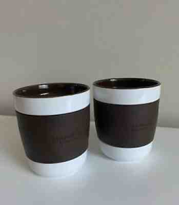Set Of 2 Starbucks 2009 Brown White Mug Cup Rubber Grip No Handle Insulated 12oz - Sold on eBay Jul 11, 2021 for $37.49