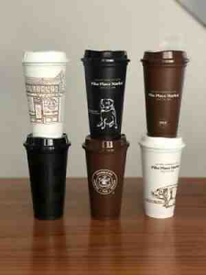 Original First Starbucks Pike Place Reusable Hot Cup 6-pack 16oz Logo Storefront - Sold on eBay Sep 07, 2021 for $26.99