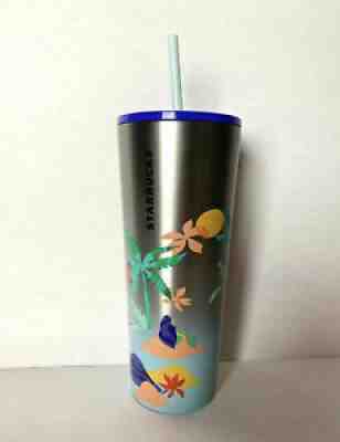 NEW Starbucks 2020 SUMMER stainless steel tumbler mermaid beach palm 24 oz venti - Sold on eBay Aug 25, 2021 for $34.99