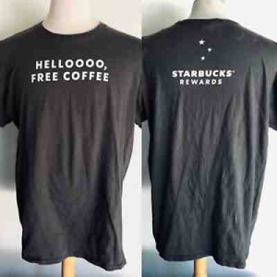 STARBUCKS Official "Hello, Free Coffee" Rewards Men's Employee T-Shirt Size XL - Sold on eBay Sep 16, 2021 for $18.99