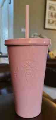 Starbucks 16 Ounce Tumbler 2017 Matte Pink 16 oz Grande Cup Coffee with Straw - Sold on eBay Sep 17, 2021 for $49.00
