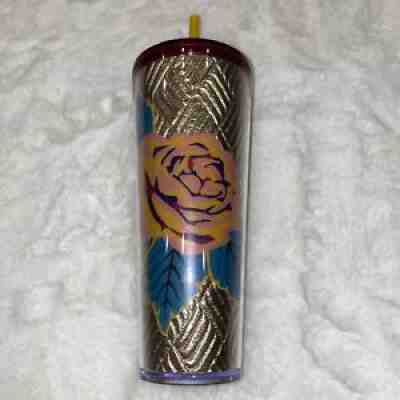 Starbucks Fall 2020 Gold Quilted Foil Rose 24oz Tumbler Cold Cup - Sold on eBay Sep 16, 2021 for $12.74