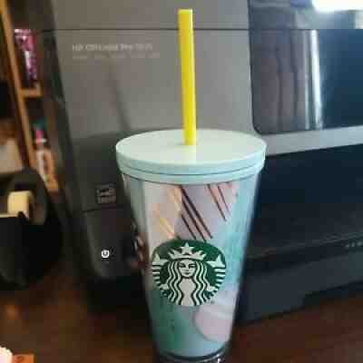 Starbucks Easter 2020 16oz Cold Cup Tumbler Blue Lid Bunnies Eggs - Sold on eBay Aug 30, 2021 for $8.99