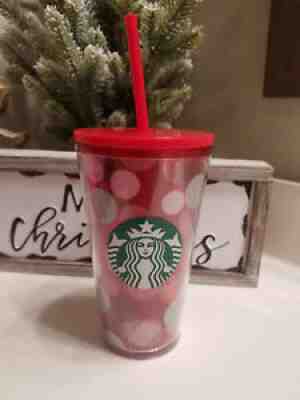 Starbucks 2019 Cold Cup Red & Silver Polka Dot Cold Cup Tumbler Holiday 16 oz - Sold on eBay Jul 20, 2021 for $12.99