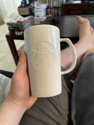 2014 Mug Starbucks Matte White Embossed Etched Siren Mermaid Logo 12 oz Cup - Sold on eBay Sep 16, 2021 for $10.00