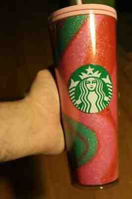 NWT HOLIDAY 2020 STARBUCKS PINK AND GREEN SWIRL GLITTER CUP TUMBLER FLAT SHIP - Sold on eBay Jul 06, 2021 for $18.75