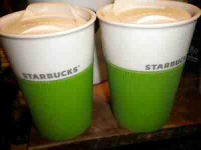 2 STARBUCKS 2012 8oz Travel Tumbler Coffee Cups w Lids & Green Rubber Grip EUC - Sold on eBay Sep 19, 2021 for $22.95