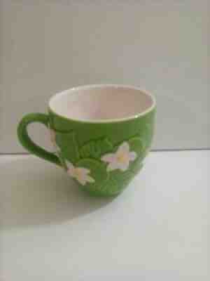 2006 Starbucks Embossed Green Leaves with White Flowers Coffee Mug 14 Oz Cup - Sold on eBay Aug 27, 2021 for $24.99