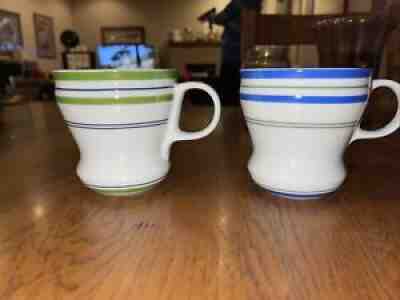 2 Starbucks 12 Oz Coffee Mugs Diner Style Retro MCM Green & Blue Striped 2007 - Sold on eBay Sep 17, 2021 for $9.00