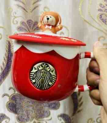 2021 NEW Starbucks Cute Dog Lid Red Coffee Mug Ceramic Cups w/ Cover Sakura Gift - Sold on eBay Sep 19, 2021 for $26.00