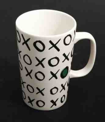 STARBUCKS 16 OZ TALL CERAMIC COFFEE MUG XO HUGS & KISSES GREEN DOT XOXO - Sold on eBay Sep 17, 2021 for $12.99