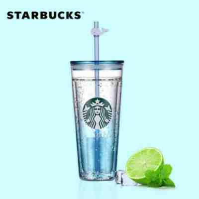 Starbucks 2021 Tumbler Summer Cute Blue Whale Sequined Double Glass Straw Cup - Sold on eBay Sep 10, 2021 for $52.99