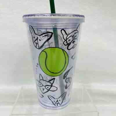Starbucks 2014 Doodle Dogs Tennis Ball Cold Cup Tumbler 16oz w Clear Lid Straw - Sold on eBay Aug 11, 2021 for $29.76
