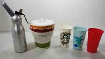 Starbucks Mixed Items Lot, Whipped Cream Maker, Bean Holder + Cups - Sold on eBay Jun 25, 2021 for $10.50