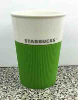 Starbucks Coffee 2012 White Travel Tumbler Green Silicone Ribbed Grip 8 oz Cup - Sold on eBay Jul 12, 2021 for $11.02