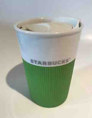 Starbucks 2012 Ceramic Coffee Mug Tumbler 8 oz w Green Silicone Grip- EXCELLENT! - Sold on eBay Sep 06, 2021 for $17.54