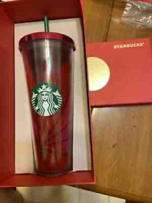 NEW Starbucks 2014 24oz Tumbler Red Pink Floral Pink Metallic Lid Green Strw NIB - Sold on eBay Sep 19, 2021 for $31.00
