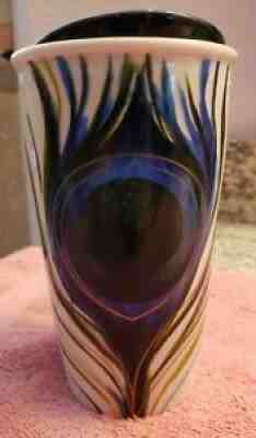 Starbucks Coffee Peacock Feather Travel Tumbler Mug With Ceramic Lid 12oz 2015 - Sold on eBay Aug 26, 2021 for $20.99