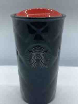 Starbucks Black 2015 10 oz Ceramic Double Wall Quilted Travel Tumbler Red Lid - Sold on eBay Aug 04, 2021 for $30.00