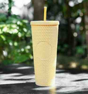 2021 New Starbucks China matte Butter yellow Studded Tumbler Straw cup 24Oz - Sold on eBay Aug 06, 2021 for $54.00