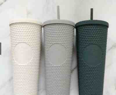 [STARBUCKS TUMBLER] STUDDED White / Grey / Green MATTE (Package 3 Color) - Sold on eBay Jul 18, 2021 for $300.00