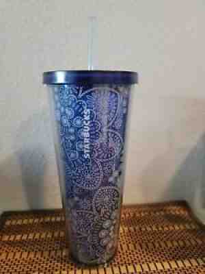 STARBUCKS Navy Blue & White Succulent Floral Print Acrylic Tumbler 24oz RARE NEW - Sold on eBay Jul 08, 2021 for $56.00