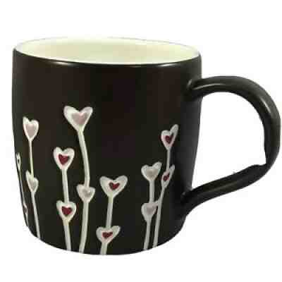 Starbucks 2009 Brown Matte Engraved Floating Hearts Flowers Mug 14 Oz - Sold on eBay Jun 24, 2021 for $10.19