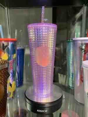 Starbucks 2020 Christmas Iredescent Pink Grid Studded Cold Cup Tumbler 24 oz - Sold on eBay Sep 19, 2021 for $19.45