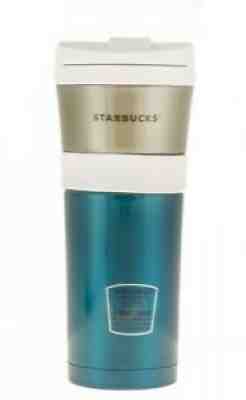 Starbucks Teal Silver Stainless Steel Two Tone Tumbler Grip 16 Oz Double Wall - Sold on eBay Aug 29, 2021 for $55.50