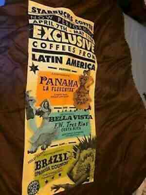 1999 Starbucks Store fabric banner advertising for Latin American Coffee line - Sold on eBay Sep 18, 2021 for $47.95