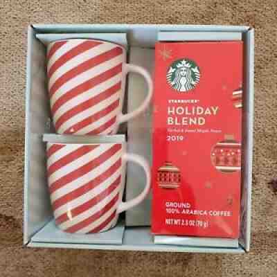 STARBUCKS COFFEE 2019 CHRISTMAS CANDY CANE SWIRL 2 MUG HOLIDAY BLEND COFFEE NIP - Sold on eBay Sep 03, 2021 for $10.99