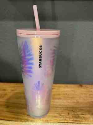 Starbucks Ltd Holographic Iridescent Palm Leaf Pine Cone PINK Tumbler 24oz HTF - Sold on eBay Jul 30, 2021 for $170.00