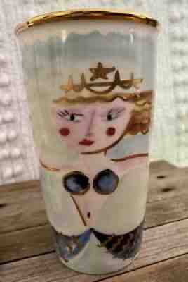 Starbucks 2014 Siren Mermaid Ceramic 12oz Travel Tumbler Dot Collection Gold Lid - Sold on eBay Aug 28, 2021 for $22.50